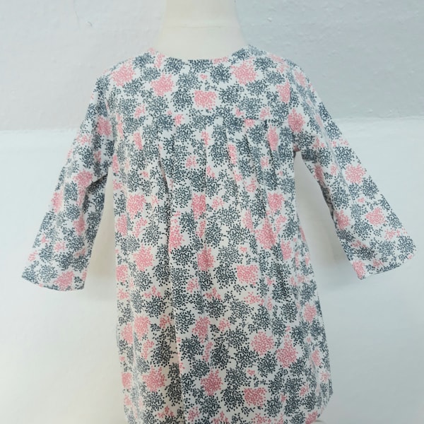 Robe bébé Feuillage gris et rose