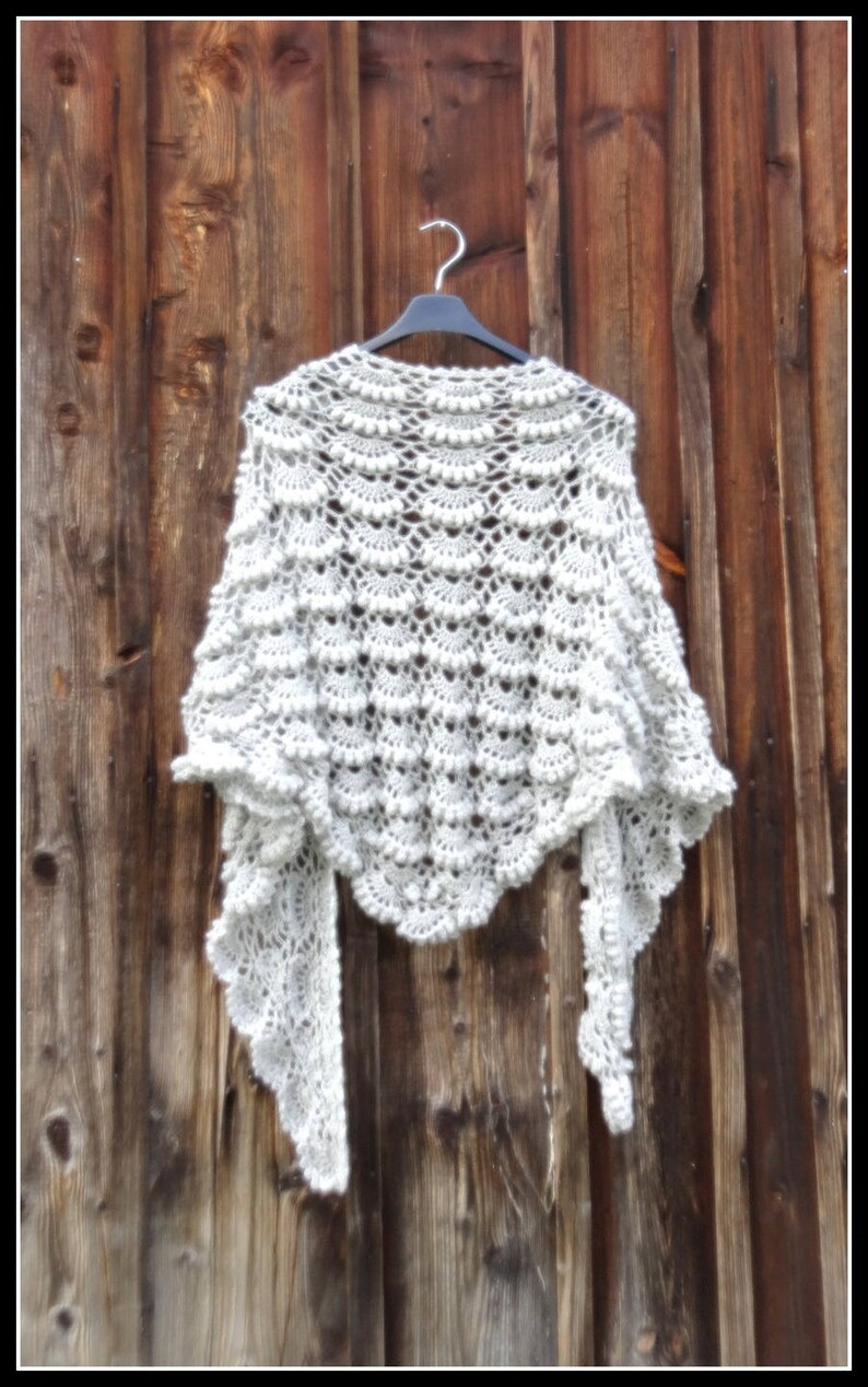 Grey Crocheted Wool Fine Vintage Style Shawl image 2