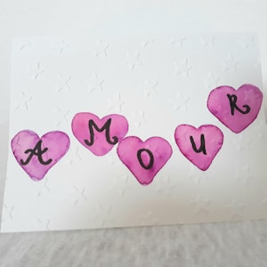 Carte Aquarelle Cœurs Amour