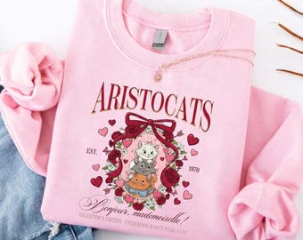 Conqueta de gato rosa de San Valentín (Png), Personajes de dibujos animados (Png), Regalo de San Valentín para ella, Camiseta infantil sublimada (Png), San Valentín moderno (Png)