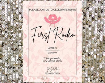 First Rodeo Birthday Invitation: Pink Cowgirl Boots, Hat (Digital Download)