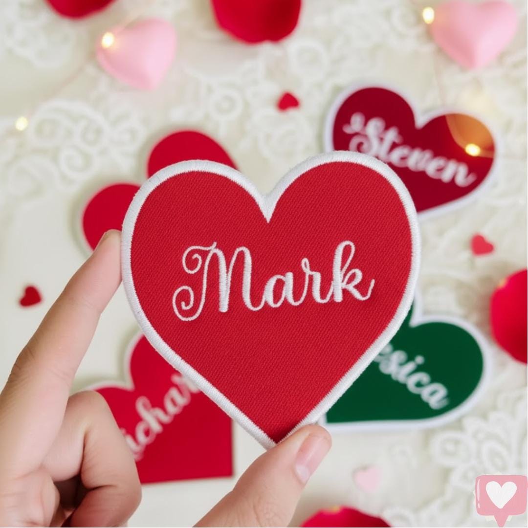 Personalized Heart Embroidered Patch, Custom Name Iron on Patch, Red ...