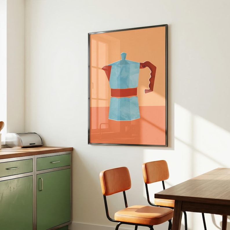 Bialetti Moka Pot Poster | Retro Italian Coffee Wall Art | Coffee Nook ...
