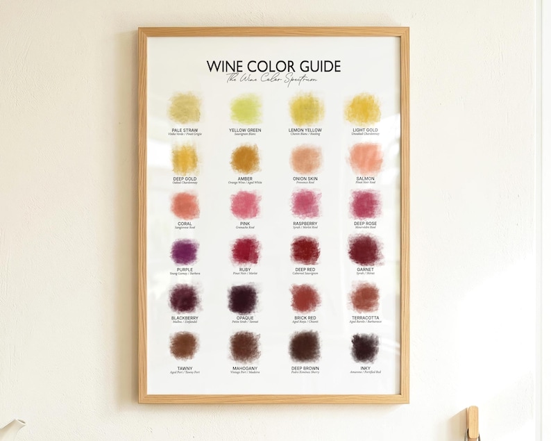 Wine Color Guide Wine Color Guide Poster, Wine Color Chart, Sommelier Gift, Kitchen Wall ...