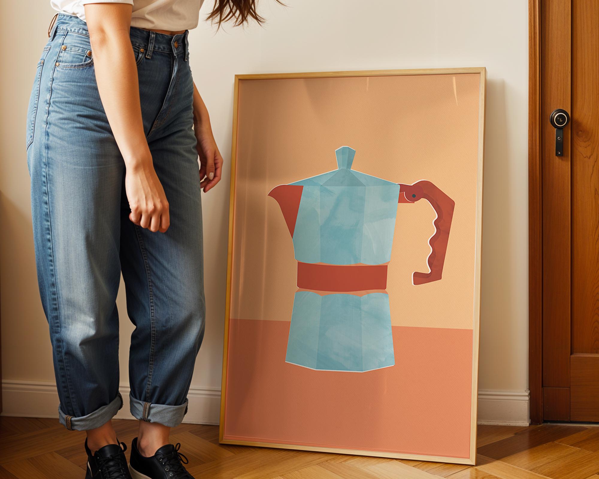Bialetti Moka Pot Poster | Retro Italian Coffee Wall Art | Coffee Nook ...