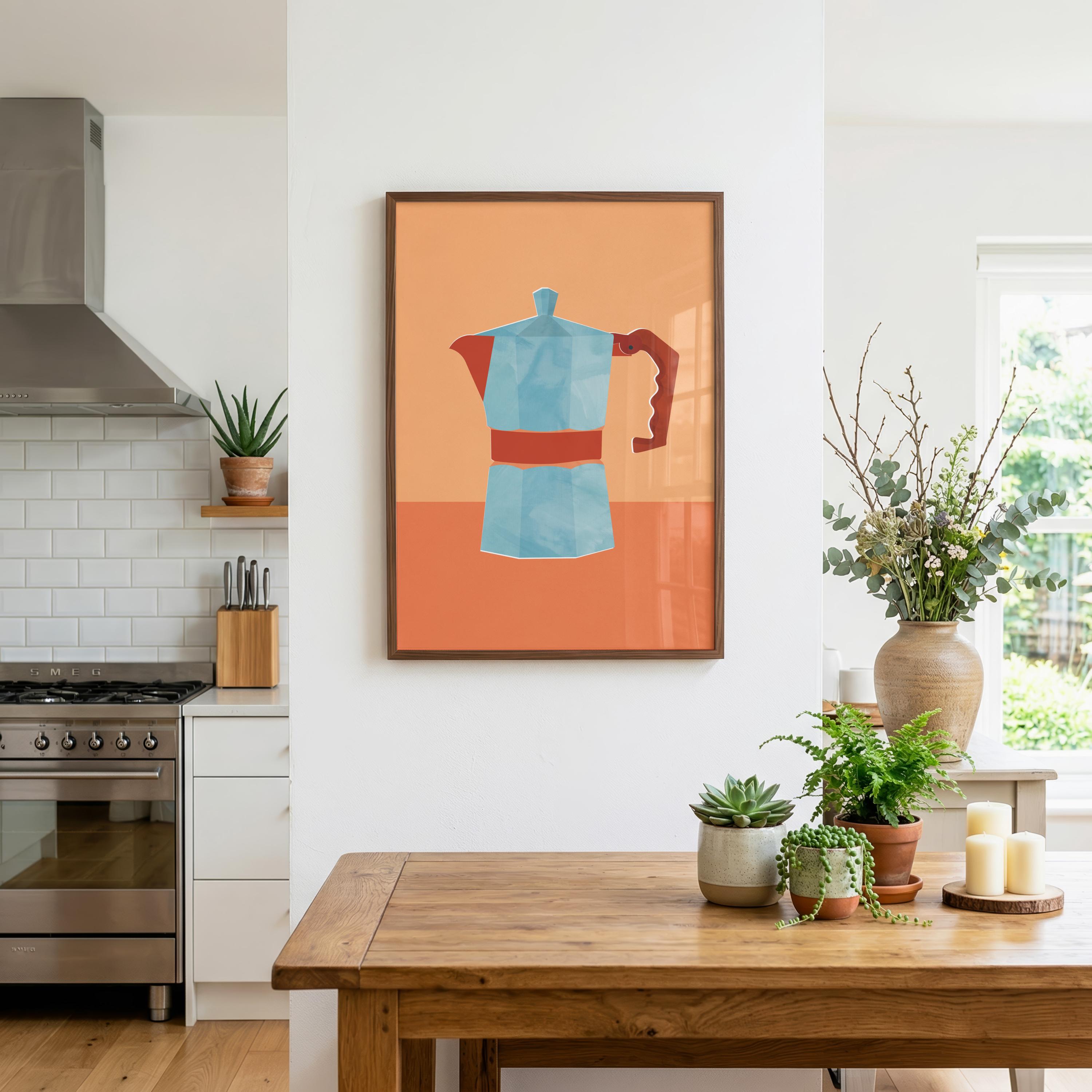 Bialetti Moka Pot Poster | Retro Italian Coffee Wall Art | Coffee Nook ...