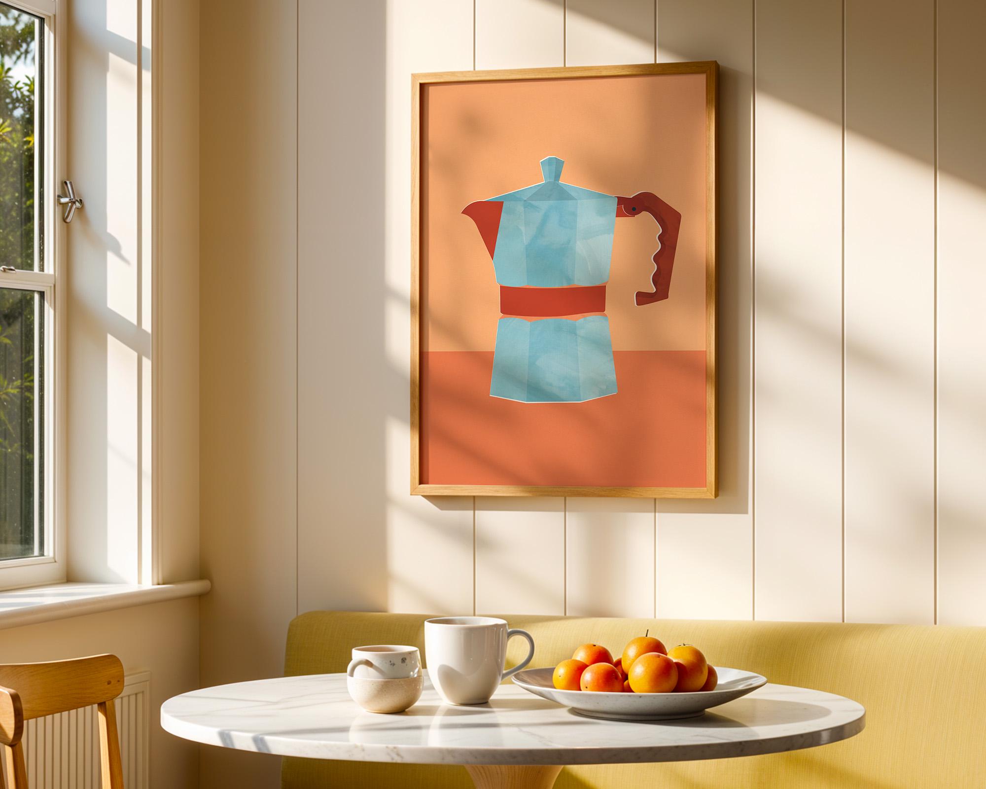Bialetti Moka Pot Poster | Retro Italian Coffee Wall Art | Coffee Nook ...