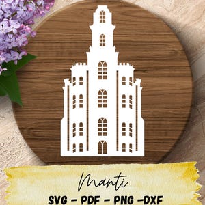 Templo de Manti, Utah SVG: Archivo de corte de silueta del Templo SUD para Cricut y Silhouette / Descarga digital religiosa / Templo Mormón de Manti, Utah