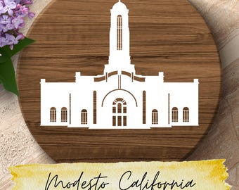 Modesto California Temple SVG – LDS Temple Silhouette Cut File for Cricut & Silhouette | Religious Digital Download | Modesto Temple