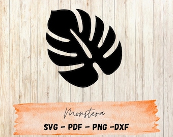 Monstera Leaf SVG | Tropical Plant Silhouette | Jungle Clipart for Cricut & Silhouette | Hawaii Tropical Island Plant Leaf PNG DXF pdf