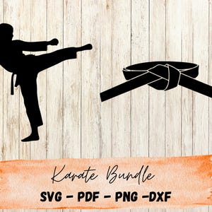 Karate SVG Bundle | Martial Arts Black Belt & Karate Kick Silhouette | Taekwondo Cut File for Cricut and Silhouette | PNG PDF dxf Karate Kid