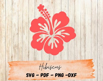 Hibiscus Flower SVG | Tropical Floral Silhouette Cut File | Summer Beach SVG | PNG for Cricut & Silhouette | Hawaiian Clipart