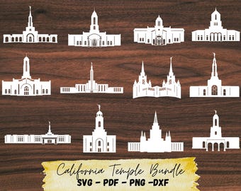 California LDS Temple SVG Bundle | 12 Temple Silhouette Cut Files | Cricut & Silhouette | Digital Download | Mormon California Temples