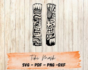 Tiki Mask SVG | Polynesian Tribal Cut File | Luau Party Decor | Tropical Clipart for Cricut & Silhouette