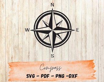 Compass SVG | Nautical Wind Rose Clipart | Adventure Travel Cut File | Cricut & Silhouette | Digital Download