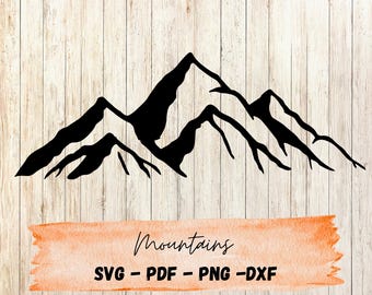 Mountain SVG – Nature Landscape Silhouette Cut File for Cricut & Silhouette | Camping and Hiking Clipart | Mountain Range, Mountain Peak SVG