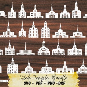 Paquete SVG del Templo SUD de Utah / 31 archivos de corte de silueta del templo / Cricut y Silhouette / Descarga digital / Clipart del Templo Mormón de Utah