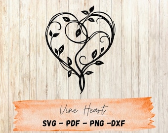 Vine Heart SVG | Leaf Vine Heart Clipart | Botanical Love SVG | Valentine’s Day Cut File for Cricut & Silhouette | Nature Plant Love SVG