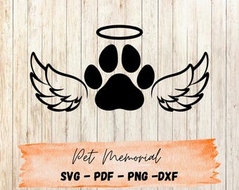 Angel Wings Svg Baby Paw Print Svg Dog Pet Pawprint Svg Cat Lover Lady ...