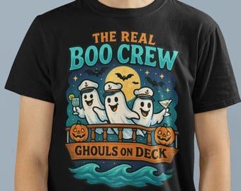 Boo Crew Cruise Shirt, Halloween Party Shirts Spooky Ghouls On Deck Tee, nauTeetude