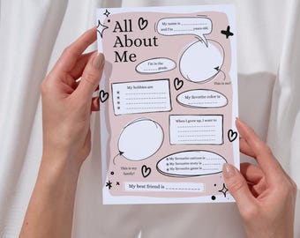 All About Me Worksheet Printable | Kids Back-to-School Activity PDF | Classroom Icebreaker | Homeschool Printable
