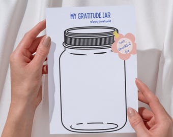 Gratitude about Nature Jar Printable: Mindfulness Worksheet for Kids (PDF Download