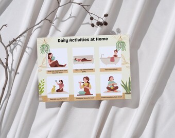 Tägliche Self-Care Aktivitätskarten Printable | At-Home Mindfulness Deck PDF | Wellness & Routine Karten