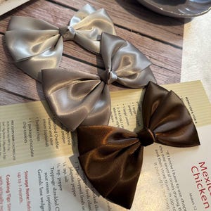 9 Colors 5&quot; Glossy Satin Ribbon Hair Bow – Handmade Hair Clip for Girls, Toddlers, or Women