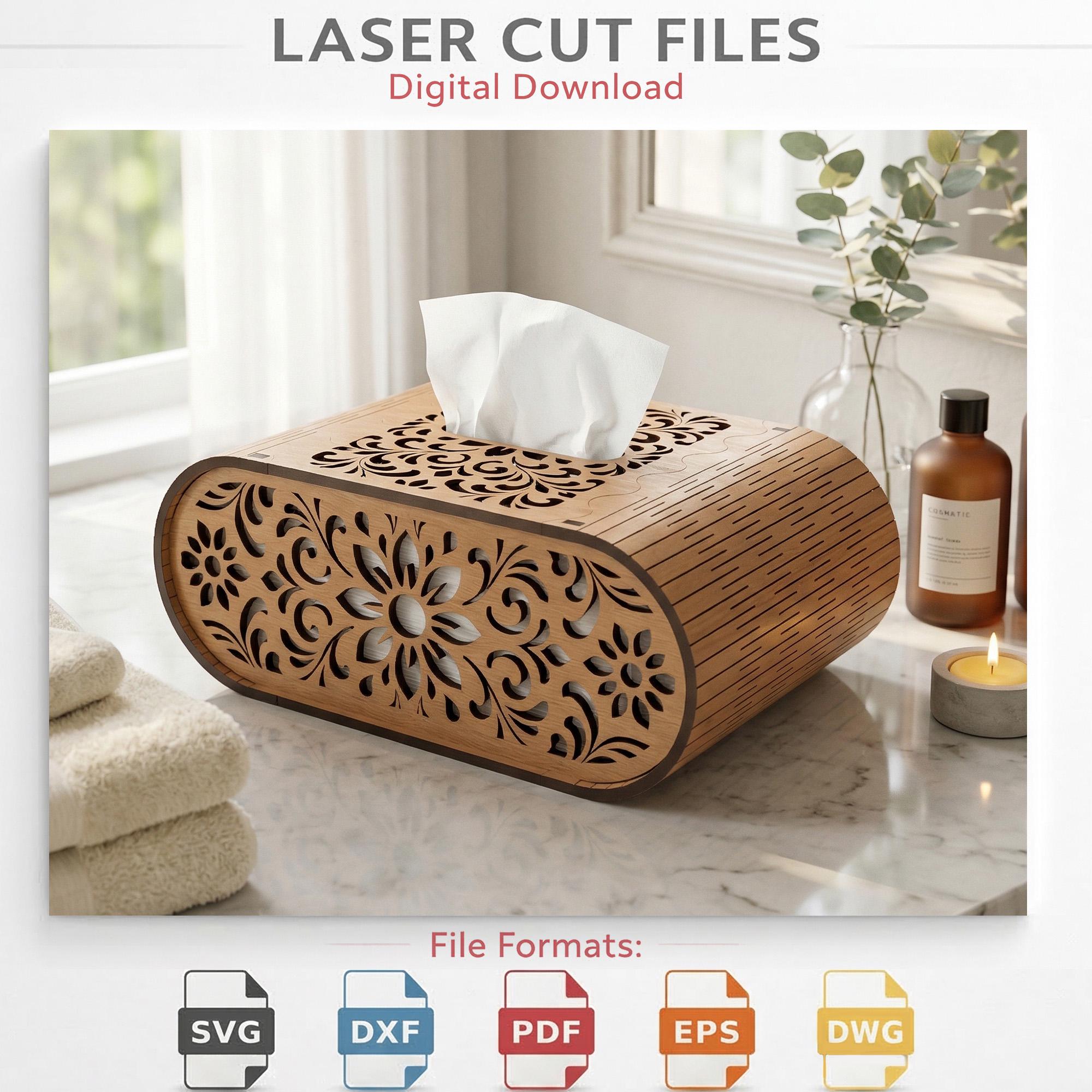 Tissue Box Svg File Laser Cut Tissue Box SVG Bundle, Decorative Wooden Cover Files (digital ...