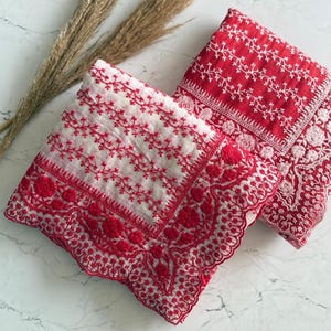 Bestickter Kota Doriya Seide Saree, Kontrastfäden & Spitzensari
