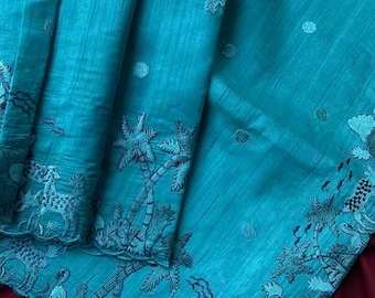 Pure Matka Silk Saree with Multi-Thread Embroidery & Butti Blouse