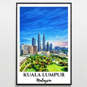 Kuala Lumpur Travel Poster, Printable Home Decor, Digital Drawing, Instant Download, Wall Art Illustration, Gift for Malaysia Lovers