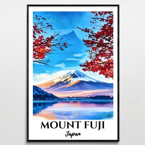 Mount Fuji Travel Poster, Printable Home Decor, Digital Drawing, Instant Download, Wall Art Illustration, Gift for Japan Lovers