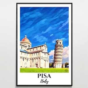 Pisa Travel Poster, Printable Home Decor, Digital Drawing, Instant Download, Wall Art Illustration, Gift for Italy Lovers