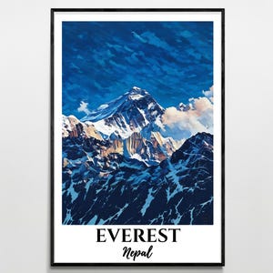 Everest Travel Poster, Printable Home Decor, Digital Drawing, Instant Download, Wall Art Illustration, Gift for Nepal Lovers