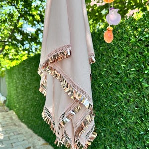 Handmade Powder Pink Oya Scarf – Boho Sequin Headscarf-Hijab