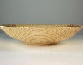 12" Wooden Serving Bowl Handcrafted From Ash Wood  #1601