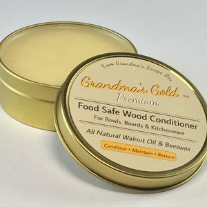 Walnut Oil and Beeswax Wood Conditioner for Cutting Boards, Bowls, Kitchenware, Butcher Blocks / Grandma's Gold Premium