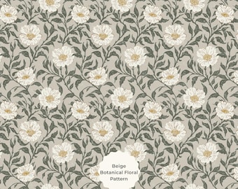 Botanical Floral Seamless Pattern Vintage for Fabric Wallpaper Crafts – Beige