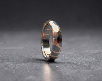 Anillo Quantum - Auténtico anillo superconductor - Incrustación de panal de cobre y niobio - Anillo EDC de lujo hecho a mano - Alianza de boda única.