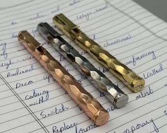Hand-Forged Damascus Steel Pen, Bamboo Style, Screw Cap, Gift for Writers