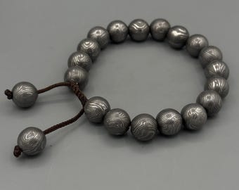 Pulsera de acero de Damasco forjada a mano con cuentas, brazalete para hombre de 12 mm, regalo de aniversario.