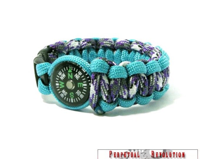 Paracord Bracelet With Compass, Choice of Over 35 Colors Etsy