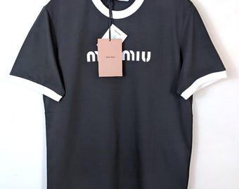 MIU MIU T-shirt en coton noir pour homme tailles S, M, L, XL, 2XL
