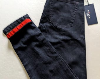 Calça jeans masculina KITON azul marinho cru, tamanhos 32, 33, 34, 36 e 38.