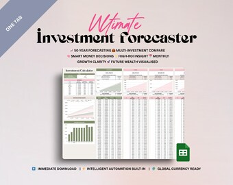 Investment Forecaster Google Sheets Template Track ROI Monthly Contributions & Long‑Term Growth  Portfolio Planner for Stocks  Crypto