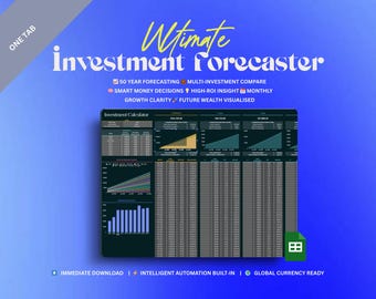 Investment Forecaster Google Sheets Template: Track ROI, Growth (Digital Download)