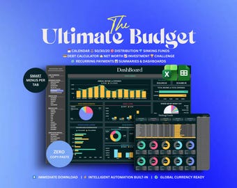 Ultimate Annual Budget Spreadsheet | Google Sheets, Excel Financial Planner (Digital Download)