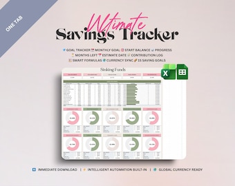 Savings & Sinking Funds Tracker • Google Sheets, Excel Template | Automated Tracker