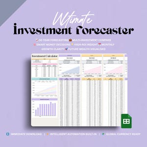 Investment Forecaster Google Sheets Template Track ROI Monthly Contributions & Long‑Term Growth  Portfolio Planner for Stocks  Crypto